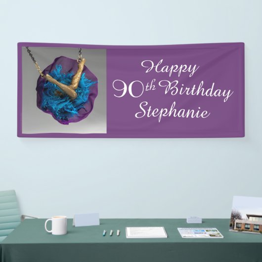 おしりと紫とグレーの90歳の誕生日パーティー 横断幕 (トレードショー)