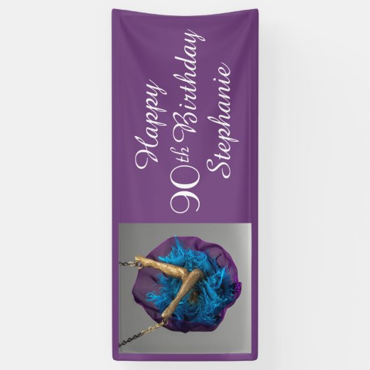 おしりと紫とグレーの90歳の誕生日パーティー 横断幕 (縦)