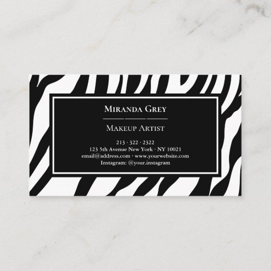 おしエレガントゃれなゼブラ柄 名刺 (裏面)