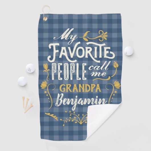 『おじいお気に入りのちゃんブルーギンガム』 ゴルフタオル (インサイチュ)