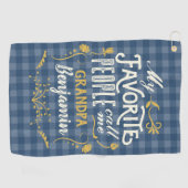 『おじいお気に入りのちゃんブルーギンガム』 ゴルフタオル (横)