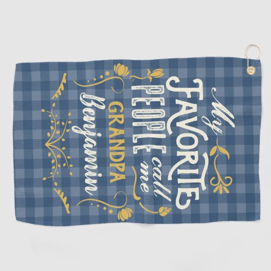 『おじいお気に入りのちゃんブルーギンガム』 ゴルフタオル (横)
