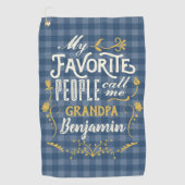 『おじいお気に入りのちゃんブルーギンガム』 ゴルフタオル (正面)