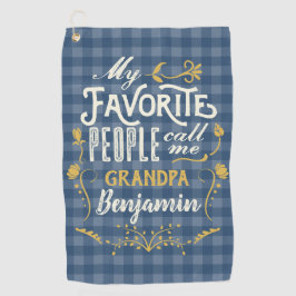『おじいお気に入りのちゃんブルーギンガム』 ゴルフタオル