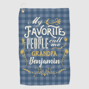 『おじいお気に入りのちゃんブルーギンガム』 ゴルフタオル