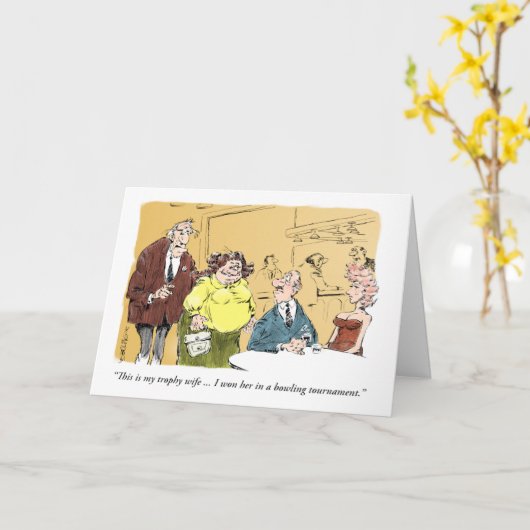 おじいさんと彼の「トロフィー」の結婚記念カード カード (黄色い花)