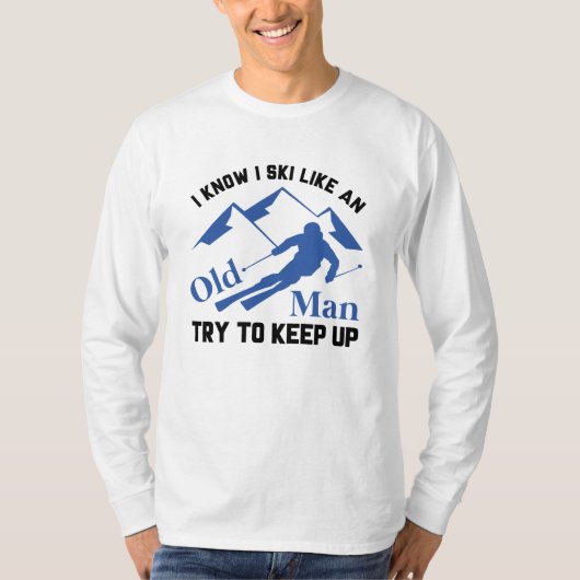 おじいさんのようにスキーをする Tシャツ (正面)