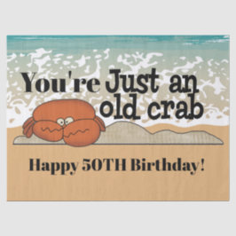 おじいさんカニがかわいいビーチの誕生日ティッシュ 薄葉紙