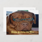 おじいさん犬の誕生日プリント ポストカード (正面/裏面)