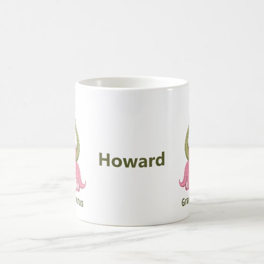 おじいちゃんおうし座のTレックスと女の子恐竜 コーヒーマグカップ (中央)