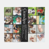 おじいちゃんおじいちゃんグランドフォトコラージュブラック フリースブランケット (正面(横))