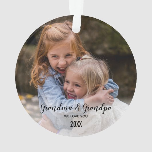 おじいちゃんおばあちゃんが好きかわいいクリスマス写真 オーナメント (裏面)