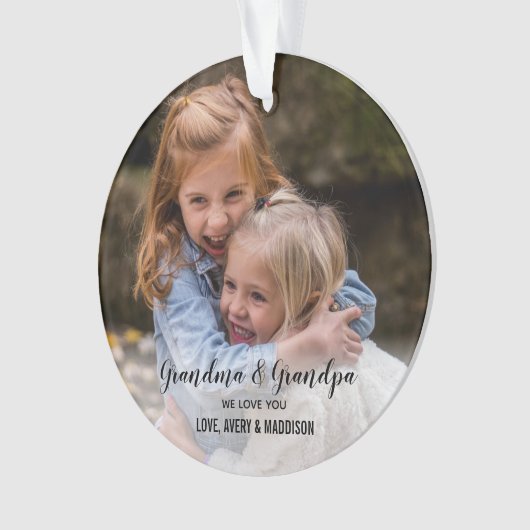 おじいちゃんおばあちゃんが好きかわいいクリスマス写真 オーナメント (正面)