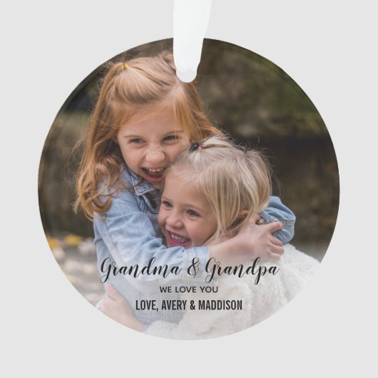 おじいちゃんおばあちゃんが好きかわいいクリスマス写真 オーナメント (正面)