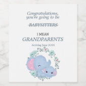 おじいちゃんおばあちゃんになるよ 青い象 ワインラベル (シングルラベル)