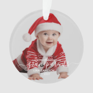 おじいちゃんおばあちゃんの初めてのクリスマス ホワイトスクリプト オーナメント