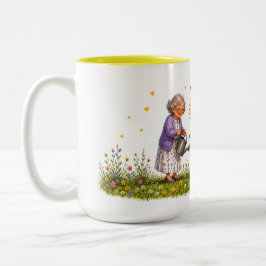 おじいちゃんおばあちゃんの小さな太陽コーヒーマグ ツートーンマグカップ