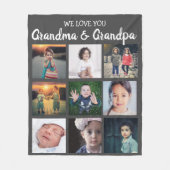 おじいちゃんおばあちゃんへの愛の写真コラージュ フリースブランケット (正面)