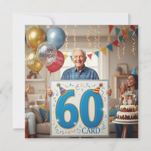 おじいちゃんお誕生日おめでとう60歳の巨大なバースデーカード (正面)