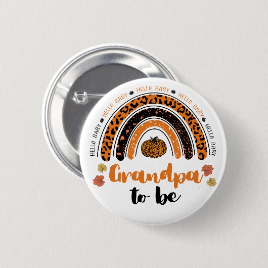 おじいちゃんこんにちは赤ちゃん女の子カボチャ赤ちゃんシャワー 缶バッジ (正面&裏面)