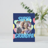 おじいちゃんすごい |カスタムメッセージ、写真、名前 シーズンポストカード (スタンド正面)