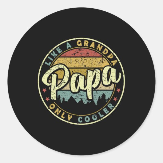 おじいちゃんだけのクールおもしろい父の日のようなパパ ラウンドシール (正面)