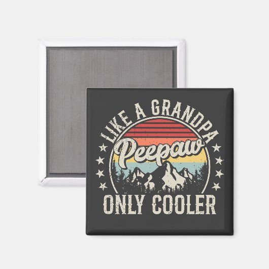 おじいちゃんだけのクールレトロスクエアのような顔 マグネット (正面/裏面)