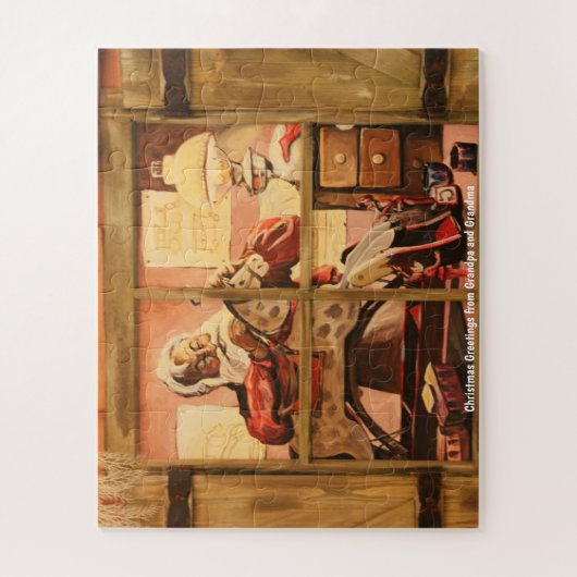 おじいちゃんとおばあちゃんからのクリスマスの挨拶 ジグソーパズル (縦)