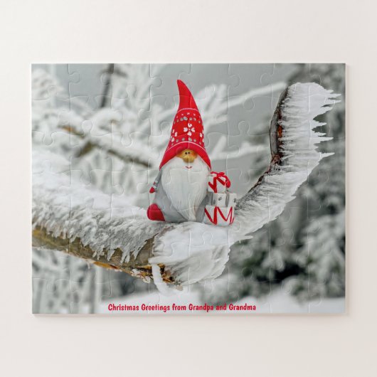 おじいちゃんとおばあちゃんからのクリスマスの挨拶 ジグソーパズル (横)