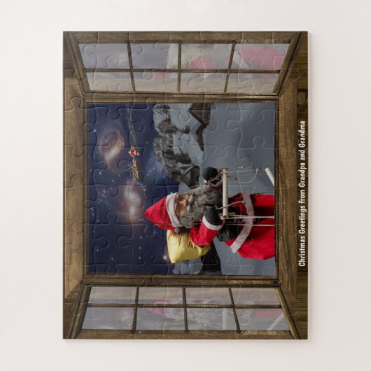 おじいちゃんとおばあちゃんからのクリスマスの挨拶 ジグソーパズル (縦)