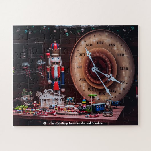 おじいちゃんとおばあちゃんからのクリスマスの挨拶 ジグソーパズル (横)