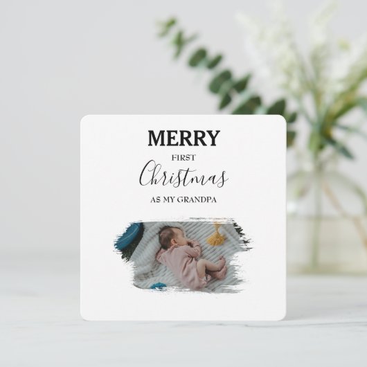 おじいちゃんとして最初のクリスマス 赤ちゃんの写真2枚 (スタンド正面)