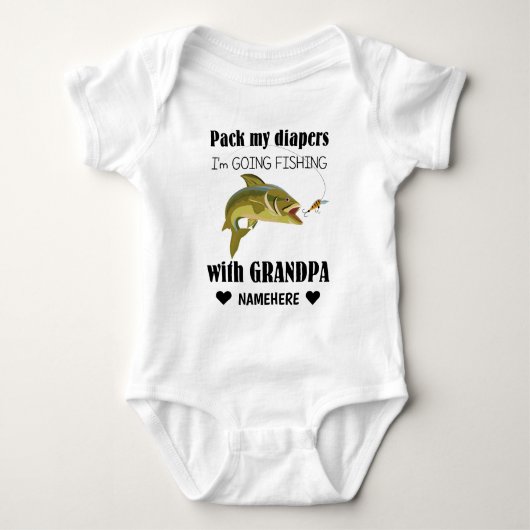 おじいちゃんとの行く魚釣り ベビーボディスーツ (正面)