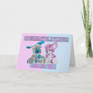 おじいちゃんと双子のお祝い カード