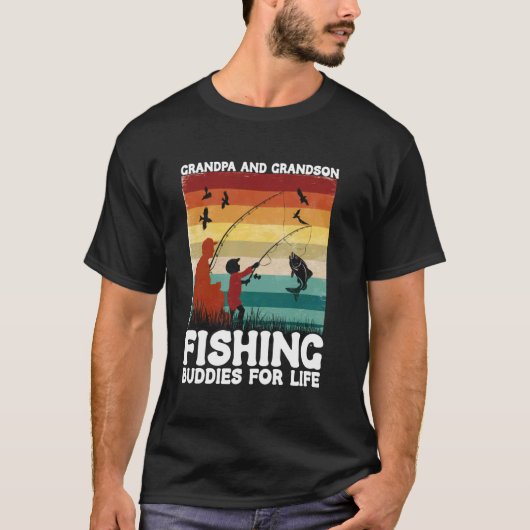 おじいちゃんと孫は生涯の釣り仲間 ヴィンテージ Tシャツ (正面)