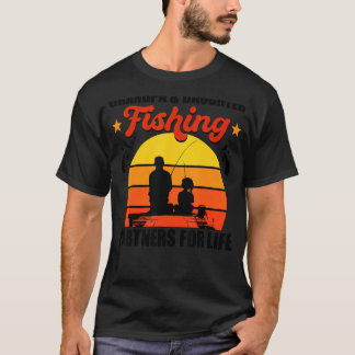 おじいちゃんと孫娘の釣り仲間　レトロ調デザイン Tシャツ