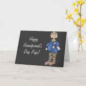 おじいちゃんと新聞デザイン カード (黄色い花)