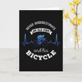 おじいちゃんと自転車のサイクリングギフトお父さん カード (黄色い花)