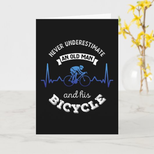 おじいちゃんと自転車のサイクリングギフトお父さん カード (黄色い花)