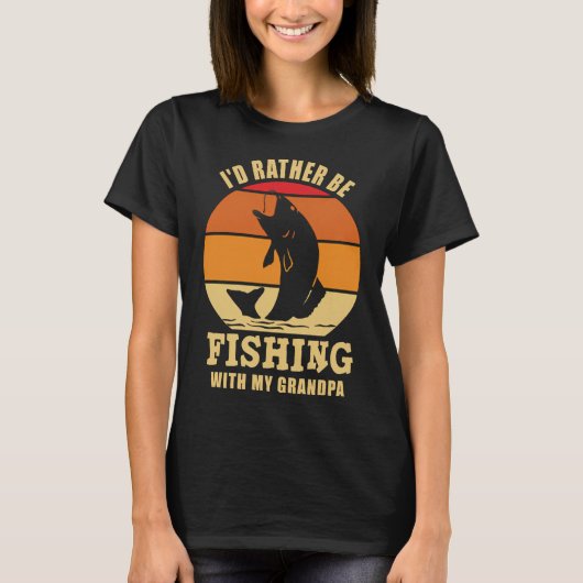 おじいちゃんと釣りができたら最高 Tシャツ (正面)