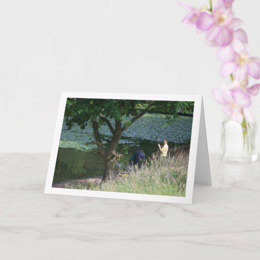 おじいちゃんと釣り ポートレート カード (蘭)