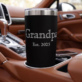 おじいちゃんになった年 白い大胆なミニマルデザイン ブラック 保温保冷タンブラー