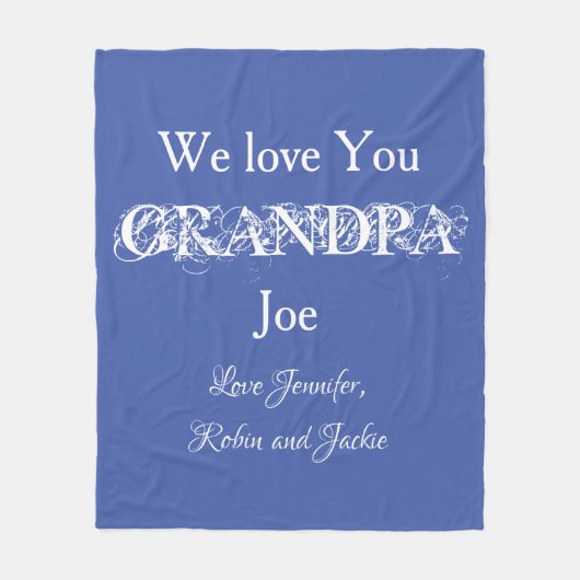 おじいちゃんのための暖かくて可愛いギフト。ゴージャスカスタムな フリースブランケット (正面)