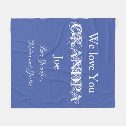 おじいちゃんのための暖かくて可愛いギフト。ゴージャスカスタムな フリースブランケット (正面(横))