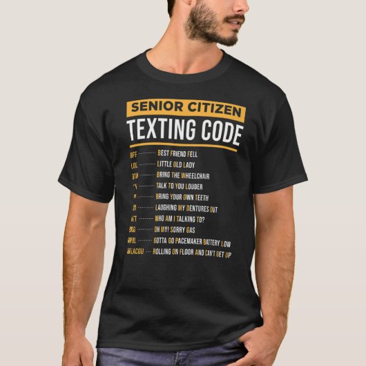 おじいちゃんのための高齢者のメールや文字を打つコード Tシャツ (正面)