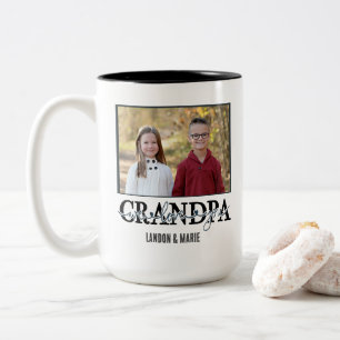 おじいちゃんのギフト Grandpa We Love You Kids Photo ツートーンマグカップ