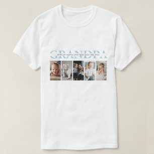 おじいちゃんの写真ギフトにメッセージを入れられるブルーのデザイン Tシャツ