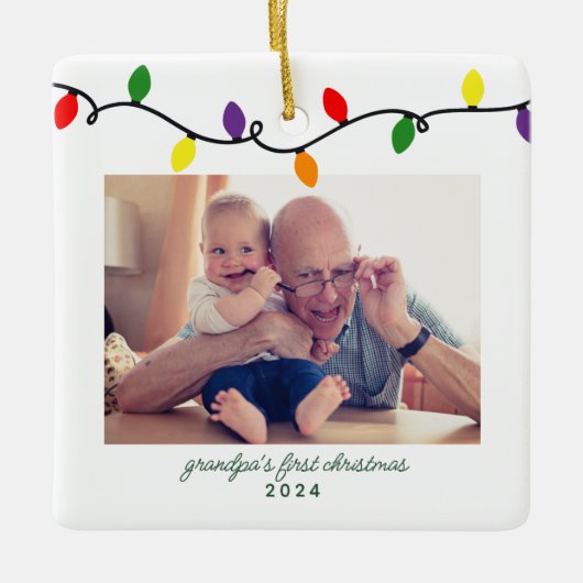 おじいちゃんの初めてのクリスマスカラフルクリスマス球根 セラミックオーナメント (正面)