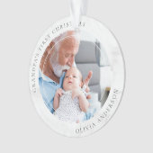 おじいちゃんの初めてのクリスマスフォトキープサケ オーナメント (正面)