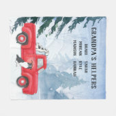 おじいちゃんの孫のヴィンテージレッドトラックドッグ フリースブランケット (正面(横))